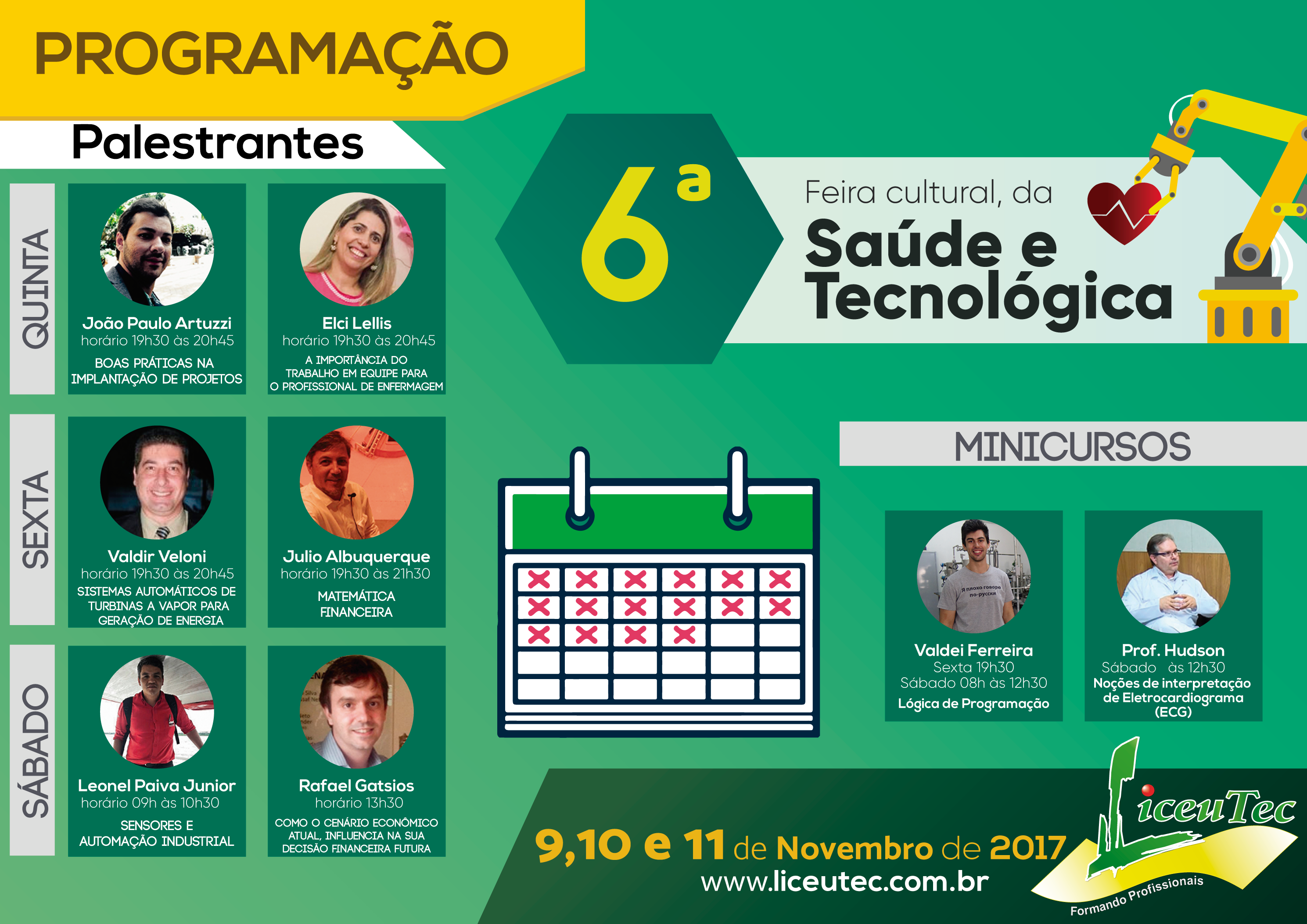 Read more about the article Programação 6ª Feira Cultural, da Saúde e Tecnológica